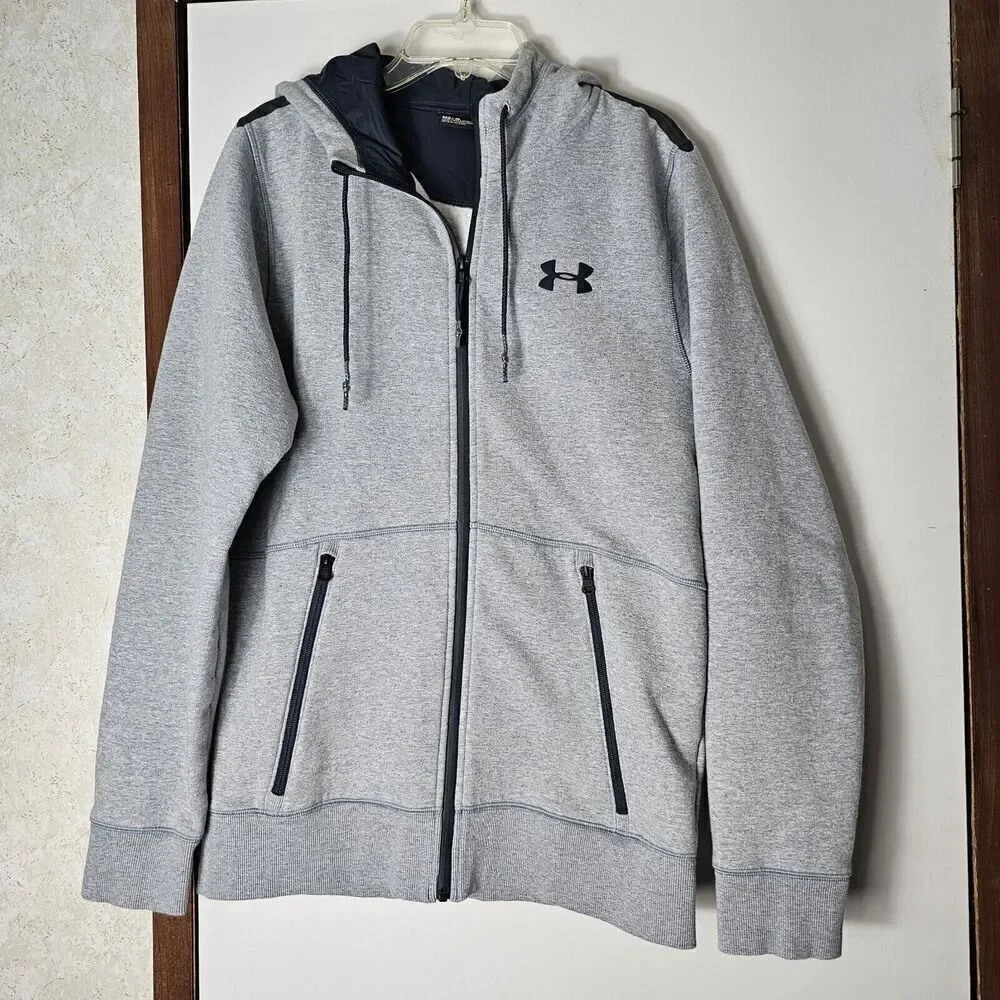Under Armour Gray Men's Size Medium Fitted Coupe Hooded Zip Up Jacket Athletic